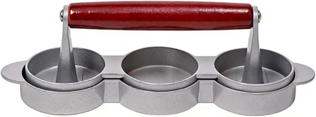 Mini Burgerpers Pasteitjes Maker Snelle Bereiding Maakt 3 Tegelijk 21.5 cm Zilver