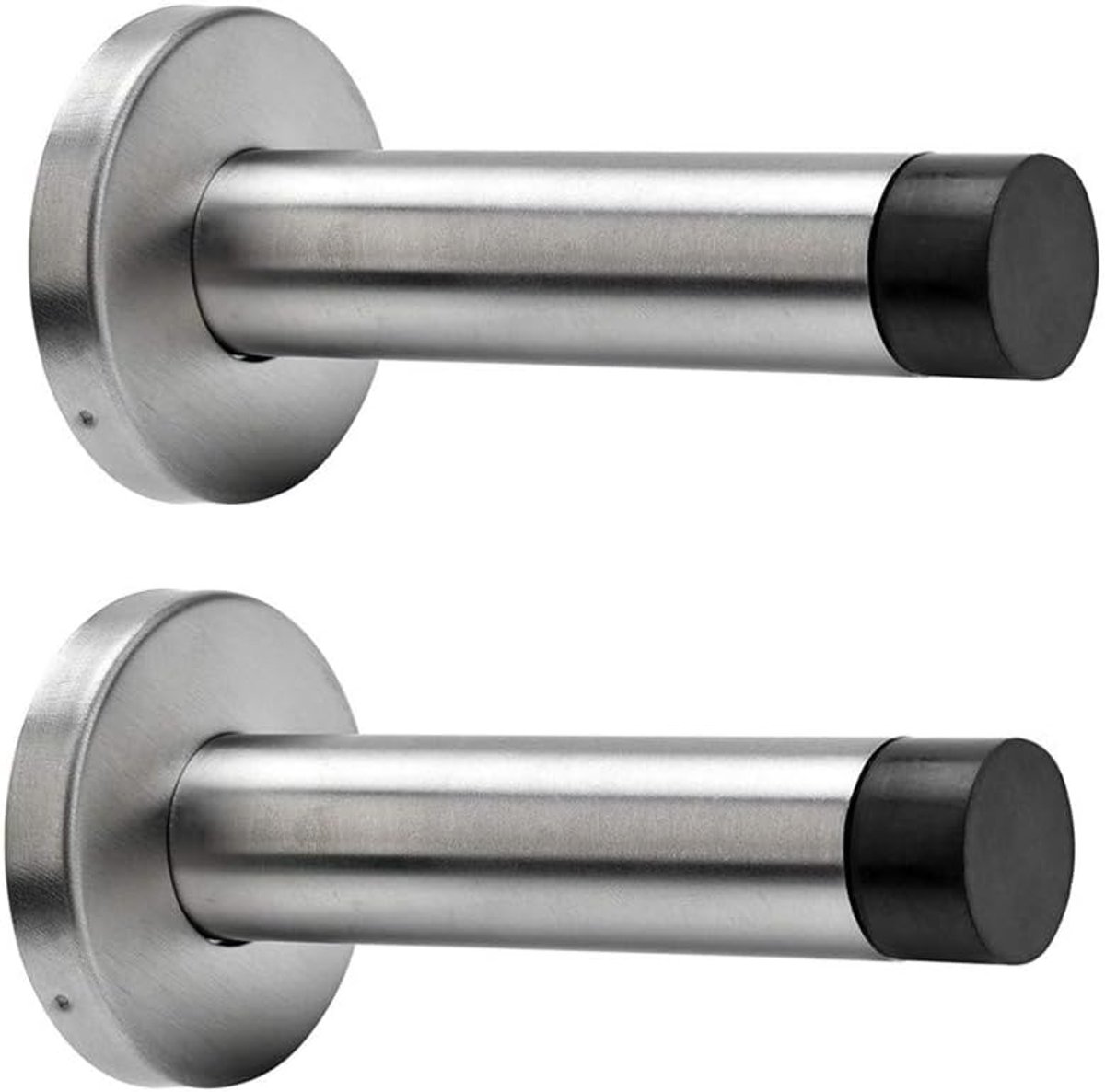 Deurstoppers Set - Muurbevestiging - Bescherming deur muur - Roestvrij staal - 9 cm hoog - Zilver