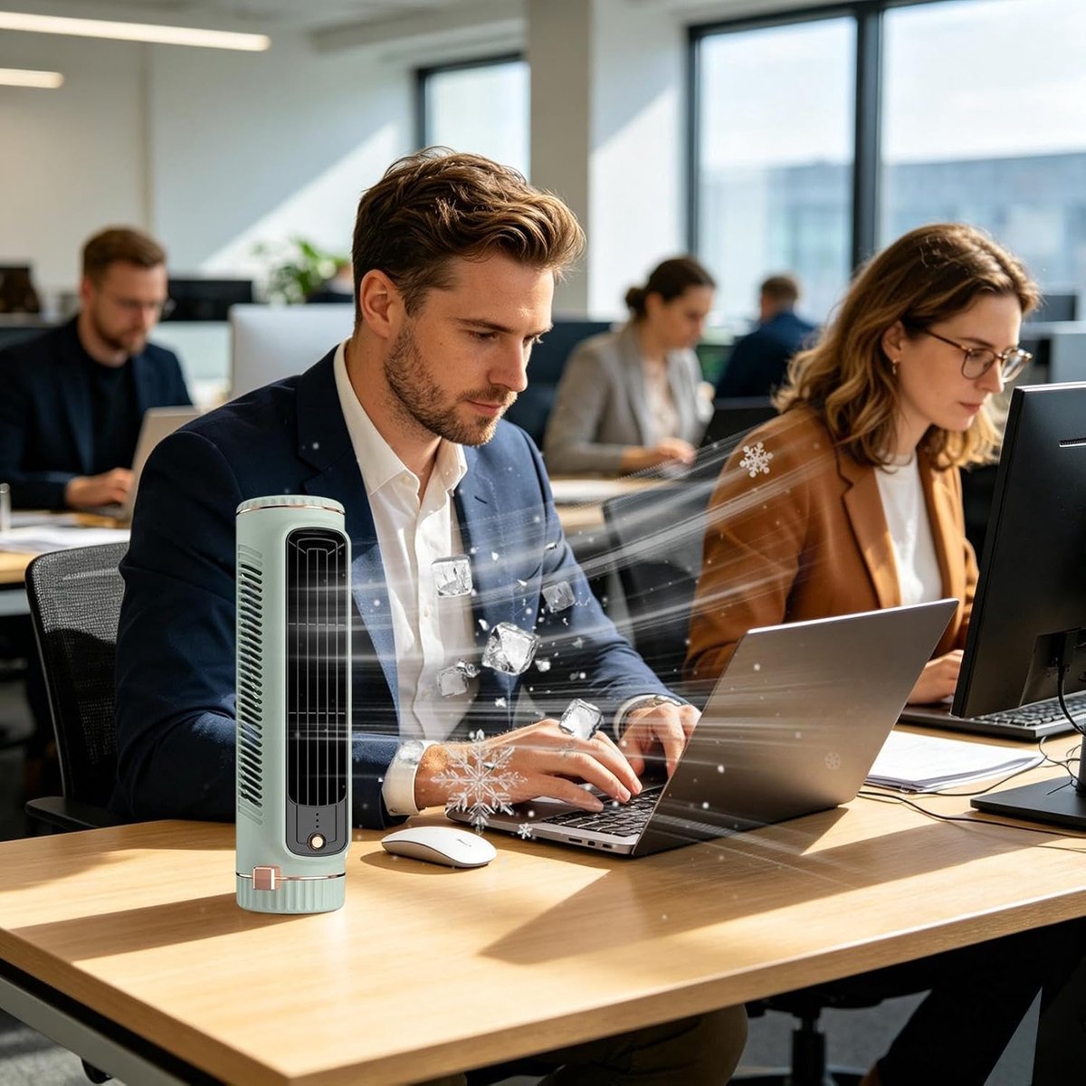 Mini Torenventilator, Drie Snelheden, USB Oplaadbaar - Tafelmodel Airconditioningventilator, Geschikt voor slaapkamers, kantoren, studentenkamers, studeerkamers, appartementen, campers en slaapruimtes. – foto 6