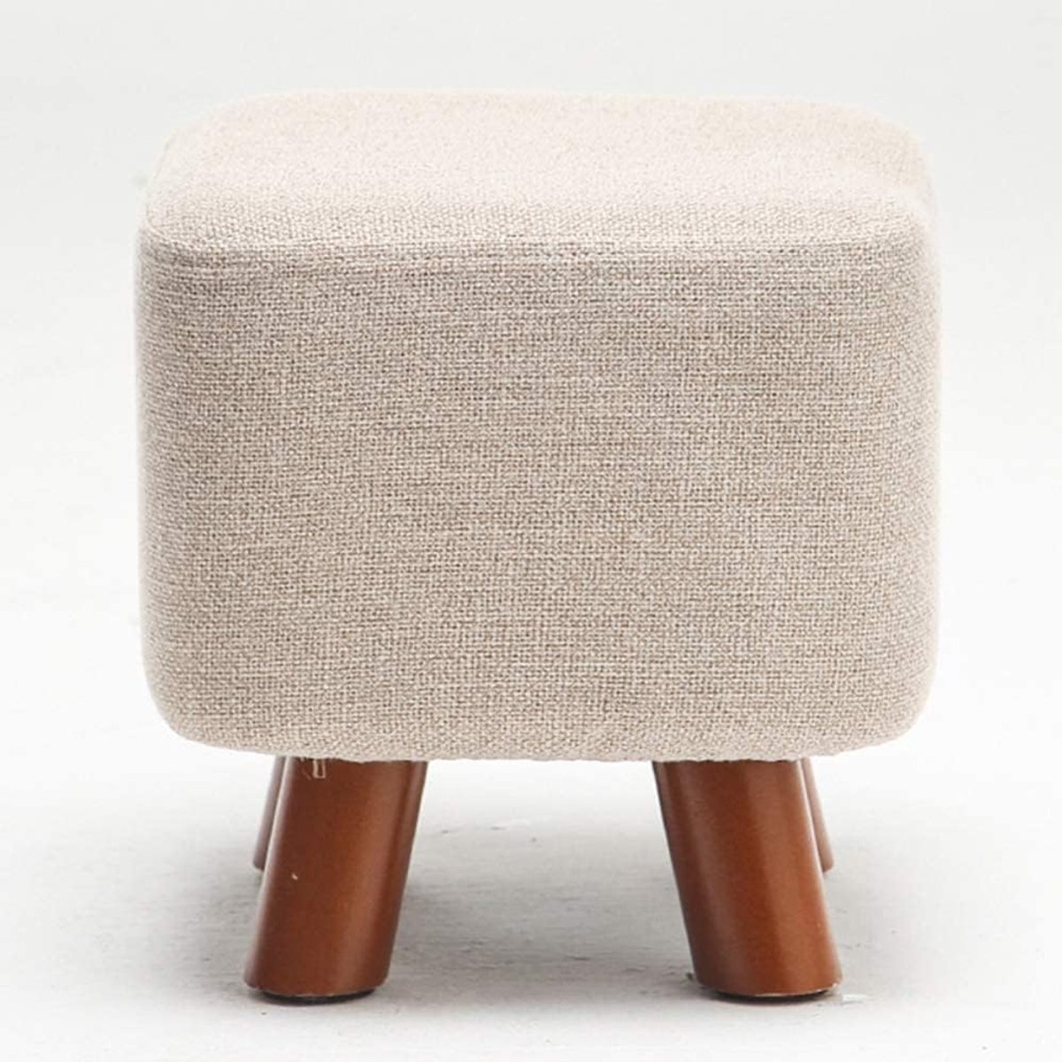 Voetenbank Stoel - Kleine Poef - Voeten Ontspannen - Afneembare Hoes - 28x28x28 cm - Beige