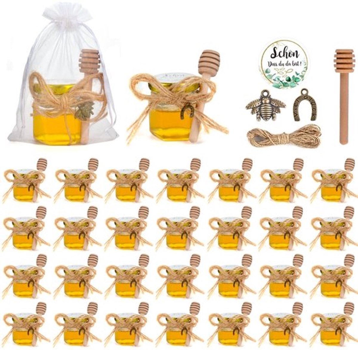Accessoires en hanger voor honingglazen - 30 x 45 ml