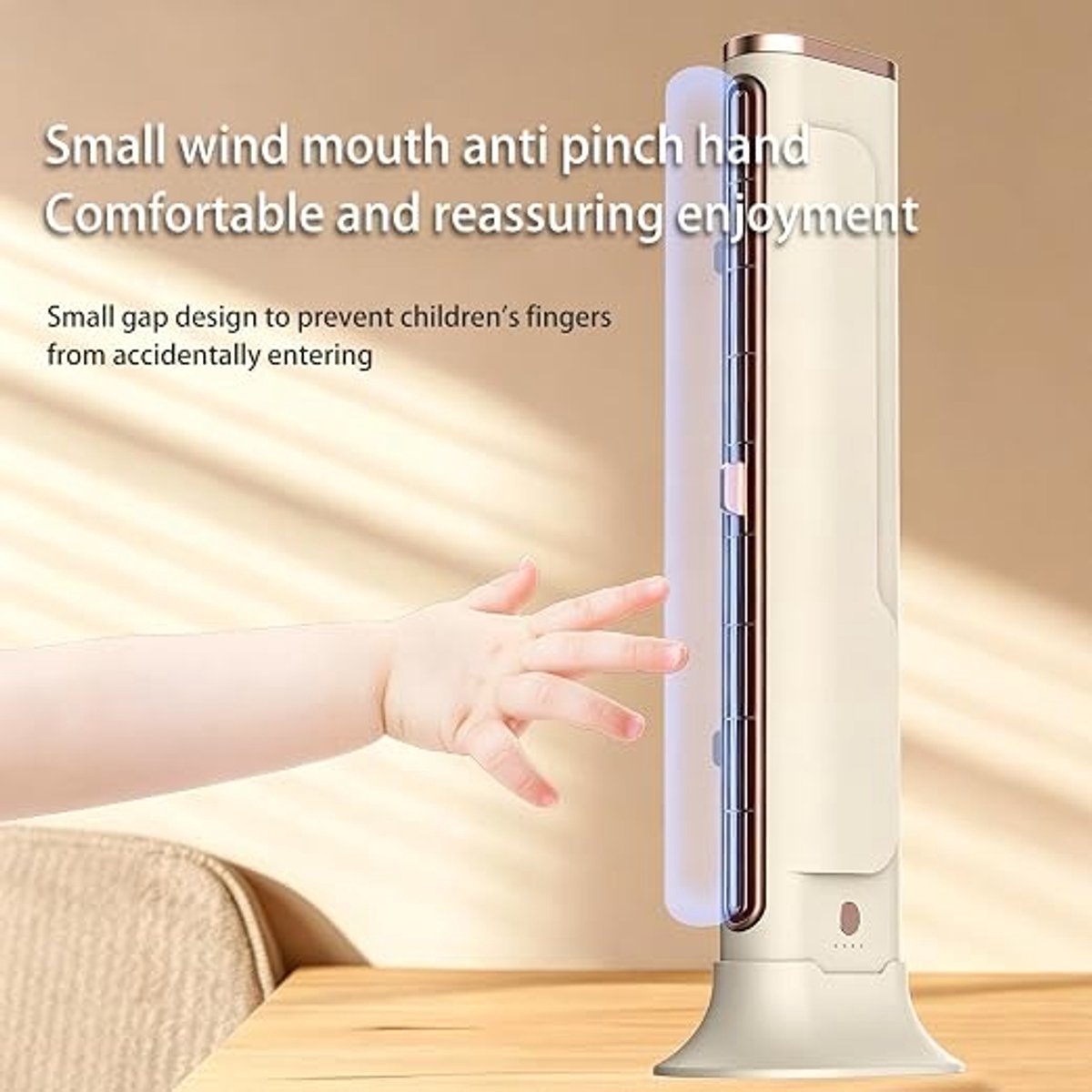 CHEN LONG SARL Staande torenventilator USB oplaadbaar, multifunctionele bladloze bureauventilator voor scherm, muur en tafel, stille ventilator voor slaapkamer kantoor studentenkamer, verstelbare luchtuitlaat, grote luchtvolume, crème roségoud design thumbnail 4