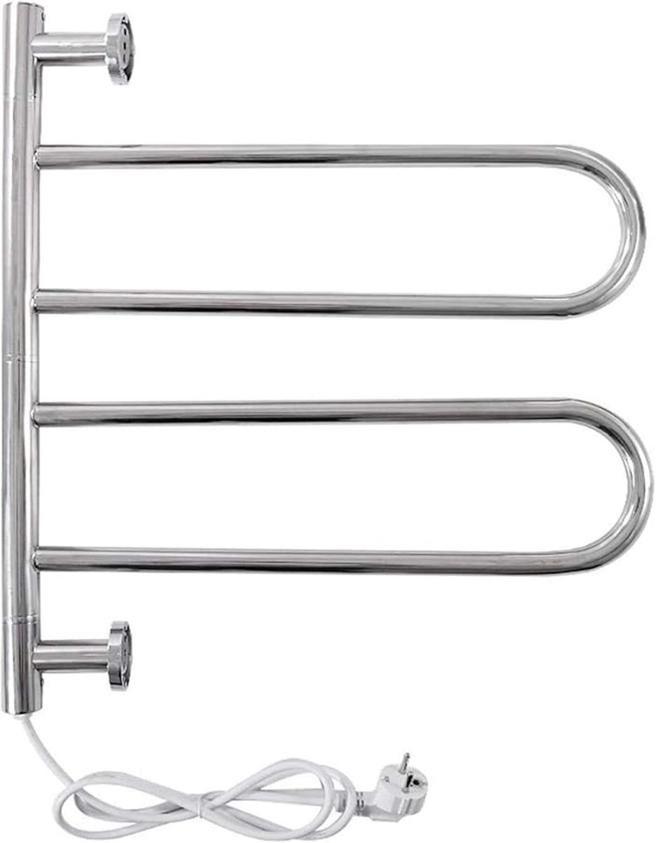 Draaibare handdoekverwarmer - Elektrisch rek - Badkamer Comfort - Constante temperatuur - 50x53x10cm - Zilverkleurig
