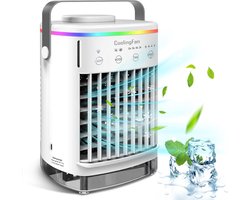 COOAU - Draagbare Luchtkoeler - Mini Airco met 700ml Watertank - 4 Snelheden & Timer - 7 LED Verlichting - Stil & Energiezuinig - Voor Thuis, Kantoor & Slaapkamer - USB Voeding
