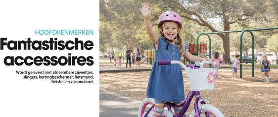 JOYSTAR Fairy Kinderfiets voor Meisjes - 14 Inch - Handrem - Mand - Zijwieltjes - Paars van JOYSTAR — afbeelding 4