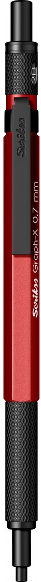 Scrikss Graph-X mechanisch potlood metaal | Grip van messing voor stevige en comfortabele houvast | Rood 0.7mm