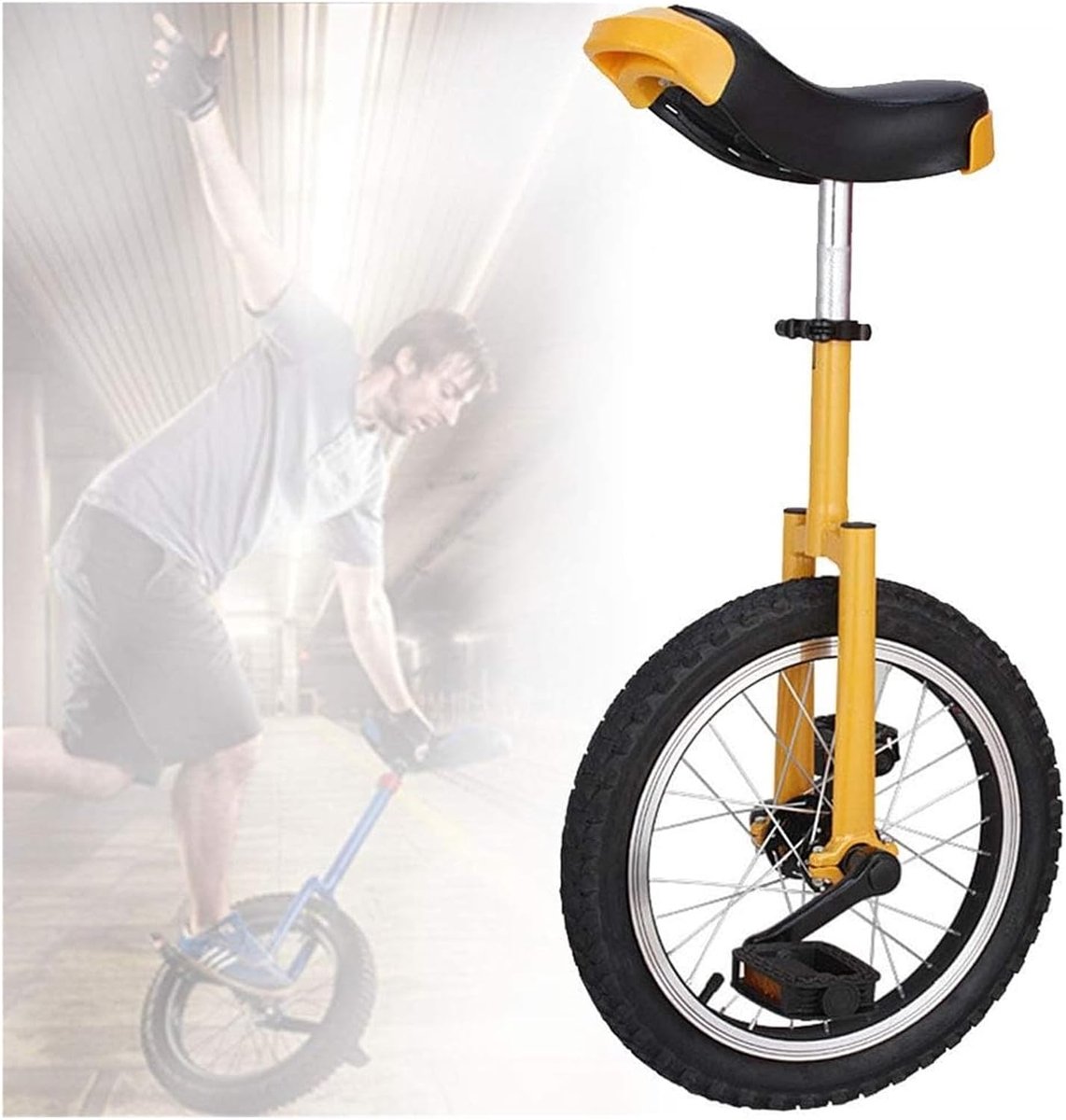 Eenwieler - Single wheel bike - Sportief Vervoer - Antislip Wiel - 20 inch - Geel