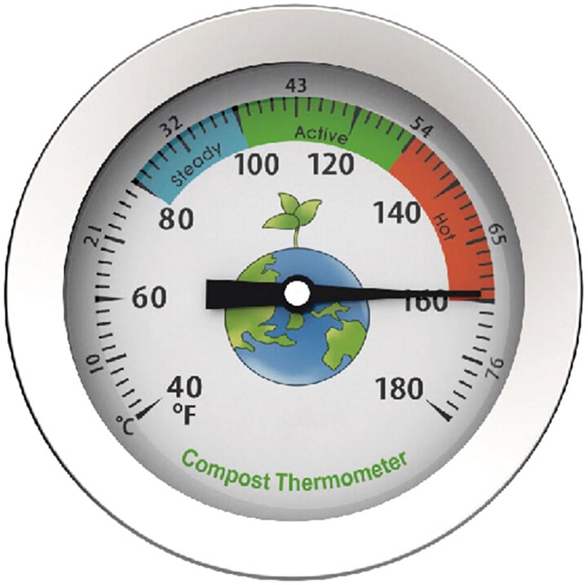 Bodem Thermometer - Grondmeter Compost - Compost Temperatuur - Lange RVS Stam - 50 cm Stam - Zilver