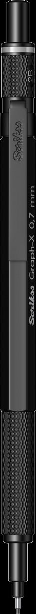 Scrikss Graph-X mechanisch potlood metaal | Grip van messing voor stevige en comfortabele houvast | Mat Zwart 0.7mm