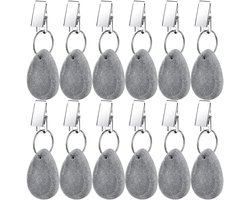 Forhome 12 stuks tafelkleedgewichten 4,5 × 3,5 × 1 cm met clip, natuursteen, voor kamperen, bruiloften en picknicks buitenshuis.