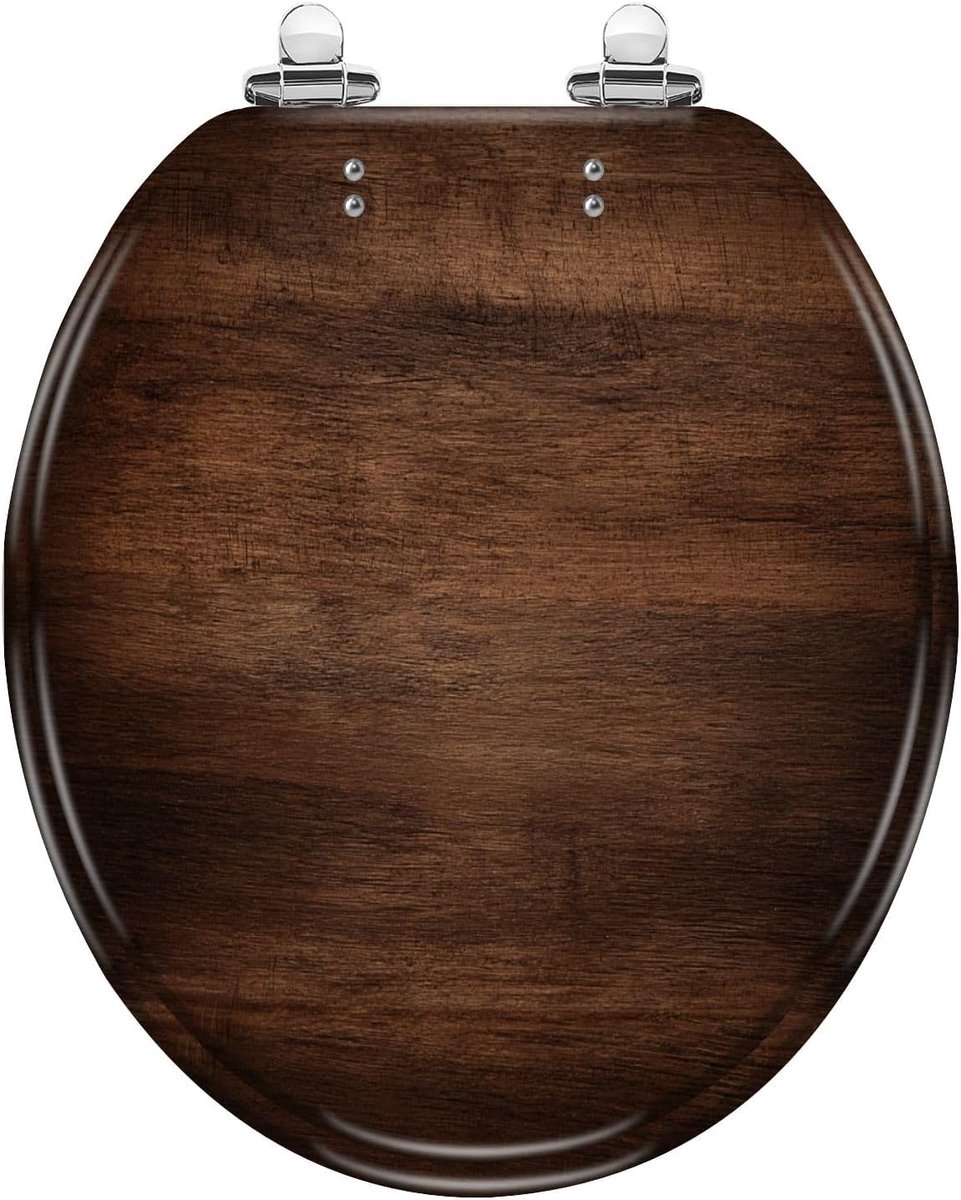 Toiletbril - WC Deksel - Badkamer Vernieuwen - Soft Close Scharnieren - Ronde Maat - Hout Textuur