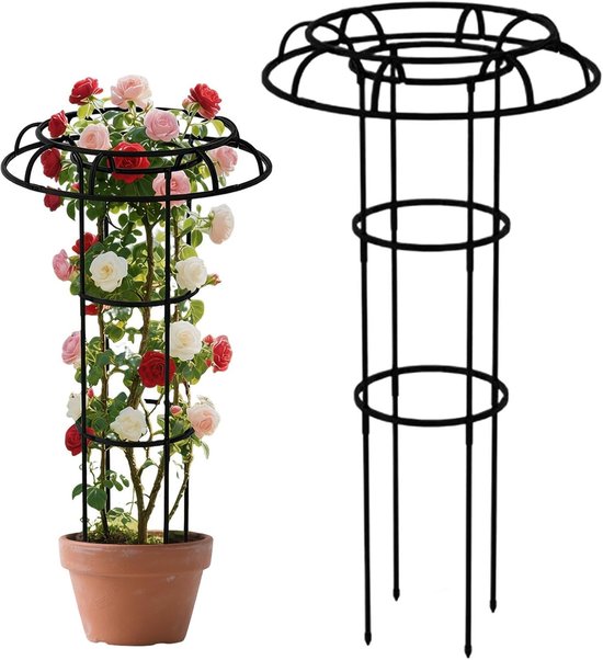 Tuin Trellis - Klimplantsteun - Planten Ondersteunen - Paraplu Vorm - tot 145 cm hoog - Zwart
