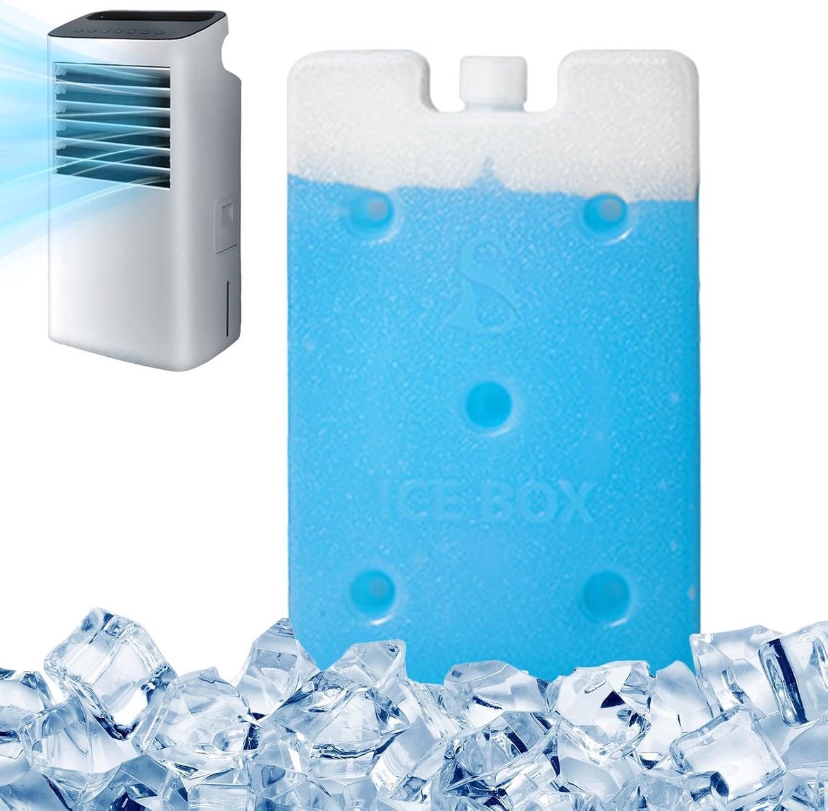 IJsblok Koeler Ventilator - Vriespakket Koude Blokken - Lokale Temperatuur Verlagen - Robuust Herbruikbaar Ontwerp - 400 ml - Blauw