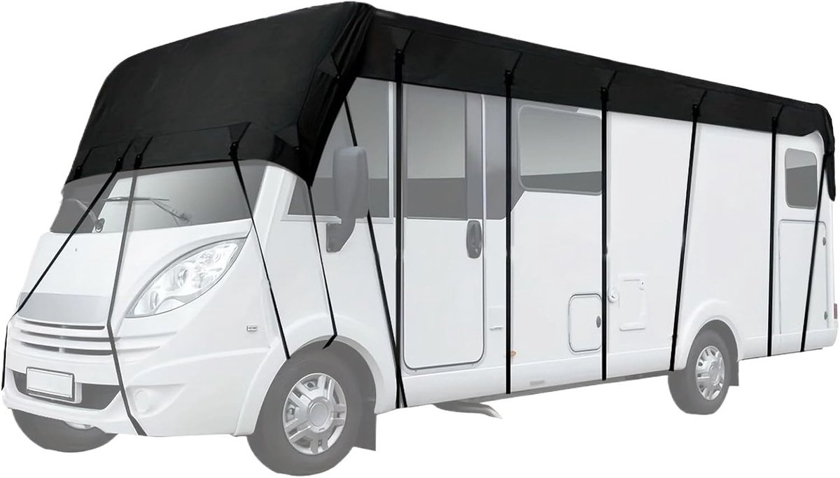 Caravan Dakzeil - Universele Afdekzeil - Voertuig Beschermen - Waterdicht UV Bestendig - 500 x 300 cm - Zwart