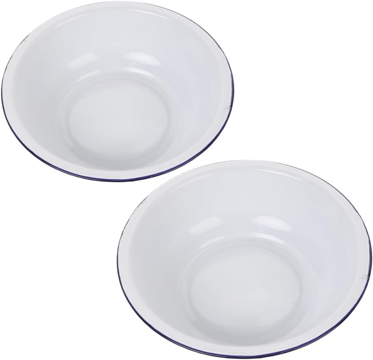 Geëmailleerde Mengkommen - Soepkommen Wasbakken - Huishoudelijke Taken - Tijdloos Design - 20 cm - Wit