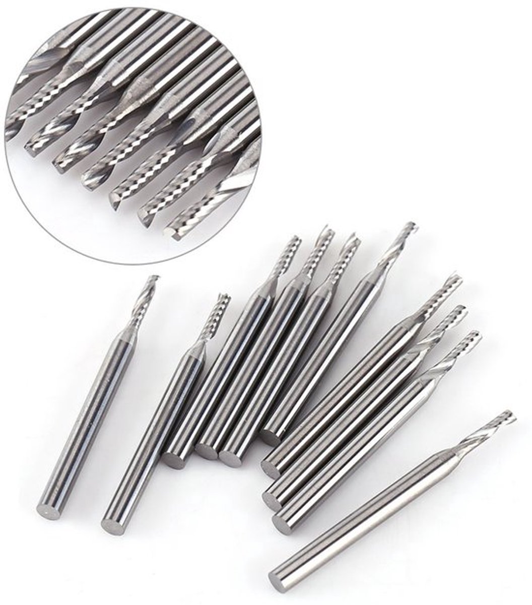 IMstore - Shank Cutter Set - Gereedschap - 10 Stuks - 1/8 Inch Schacht - Tungsten