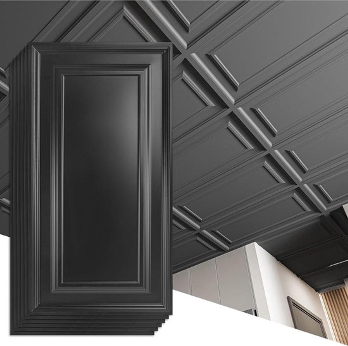 Decoratieve plafondpanelen 12 stukken, zwart glad van Inovra Plus