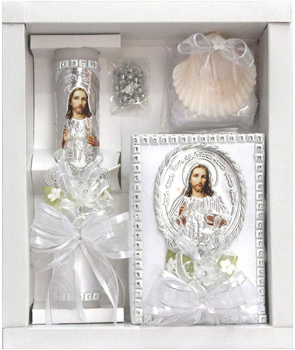 Doopkaars Set - Doopset Kaars - Religieuze Ceremonie - 5-Delige Set - 10 Inch Kaars - Wit