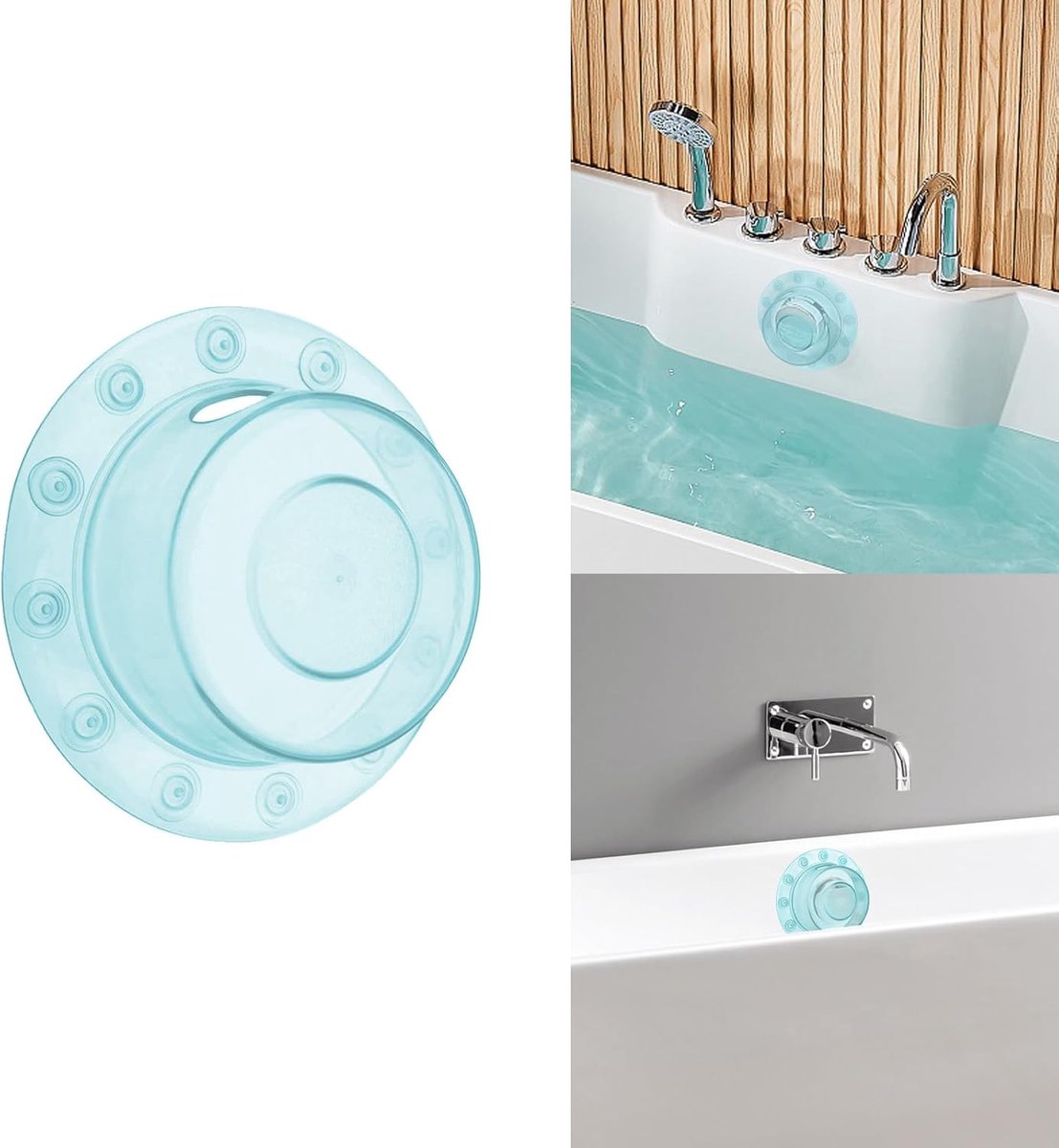 Badkuip Overloop - Afvoerhoes - Veilig Baden - 12 Zuignappen - Universele Pasvorm - Blauw