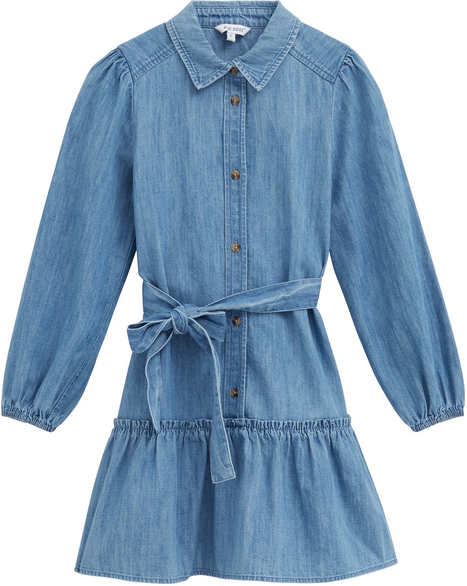 WE Fashion Meisjes denim jurk met strikceintuur
