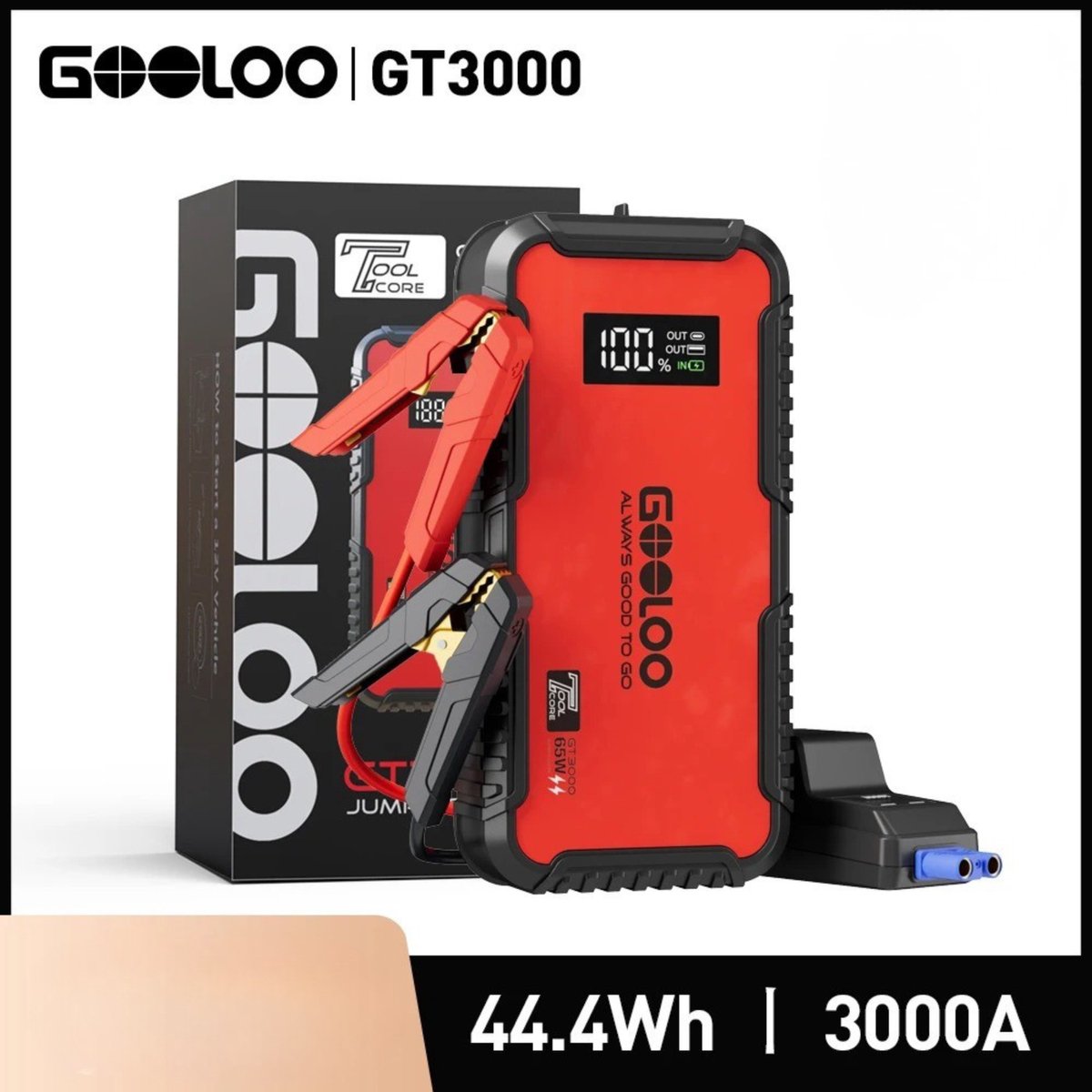 Noventra jumpstarter-startbooster-jumpstarter voor auto-jumpstarters-SOS-licht-usb-poort-Led-lamp-12000mAh-12V-