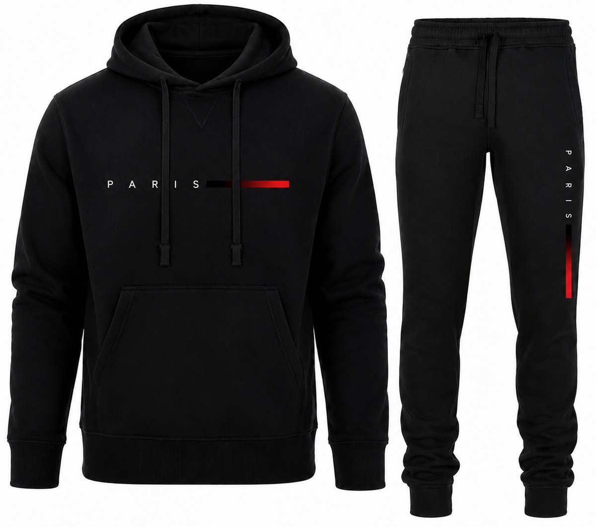 Hoodie Heren – Zwarte Hoodie Heren met Capuchon – Casual Sport Hoodie – PARIS – S