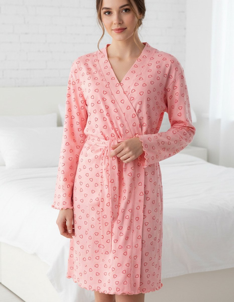 Tenderness Dames Badjas - Kamerjas - 100% Katoen - Roze