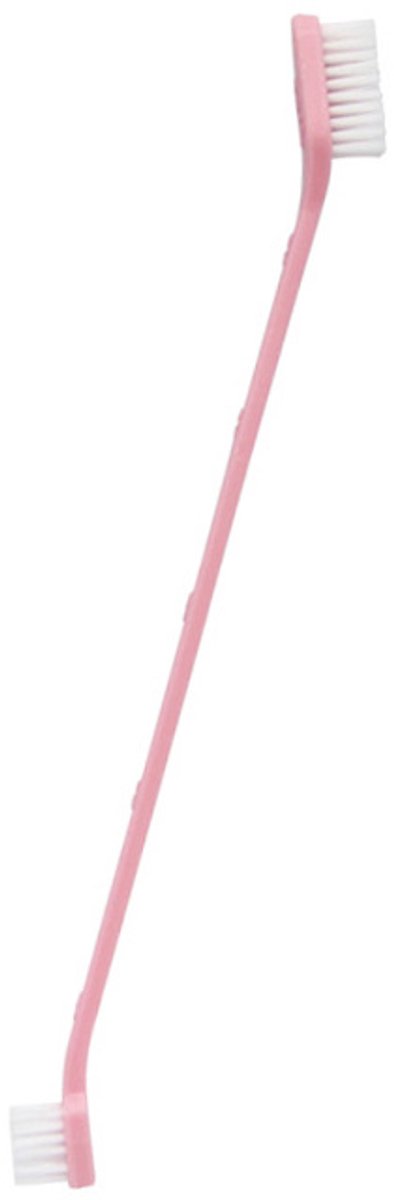 Dubbelzijdige tandenborstel voor honden 17 cm, Roze