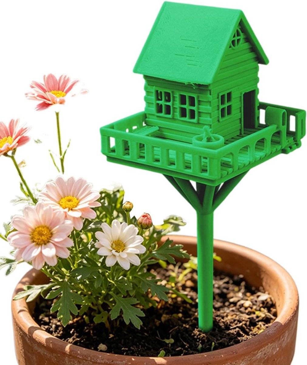 Miniatuur Huisje - Boomhut Decor - Tuin Decoratie - 3D Geprint - 18 cm Hoog - Groen
