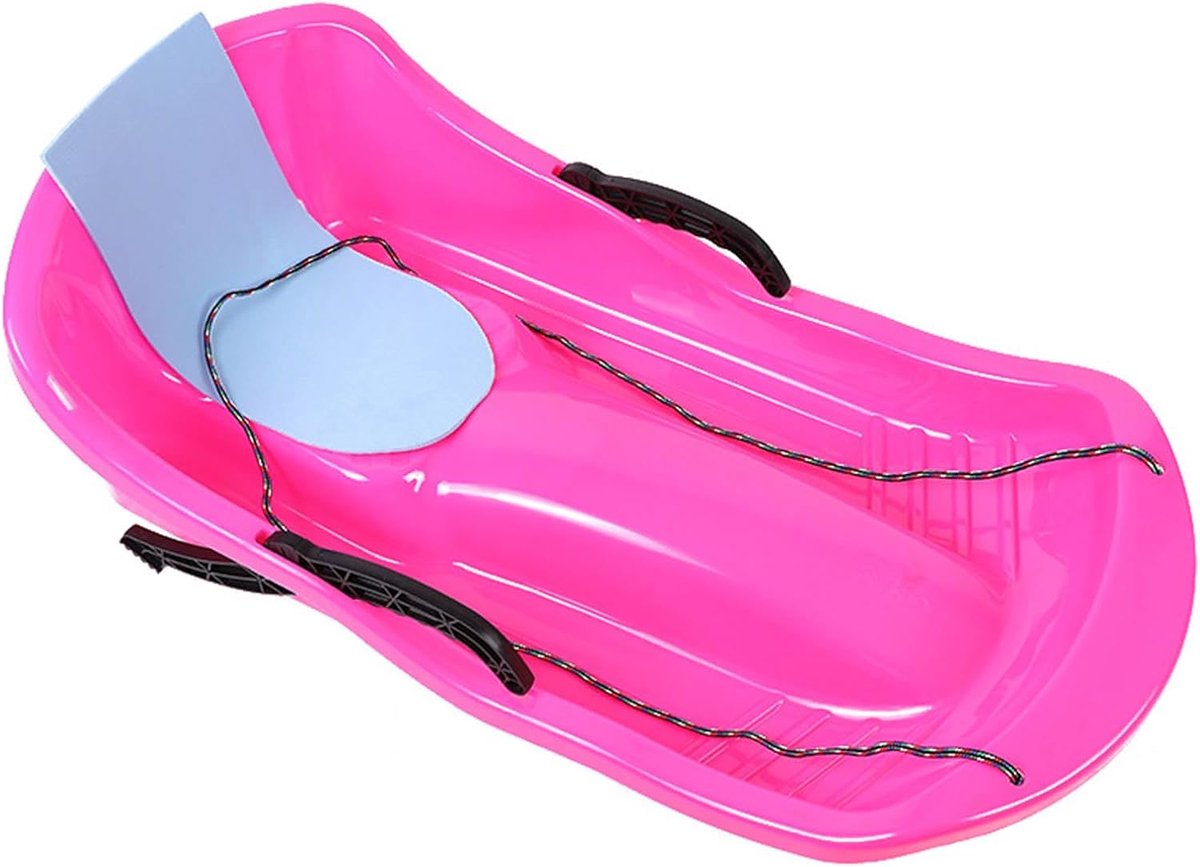 Sneeuwslee Volwassenen - Kunststof slee - Winterplezier - Met trekgordel - Robuust ontwerp - Roze