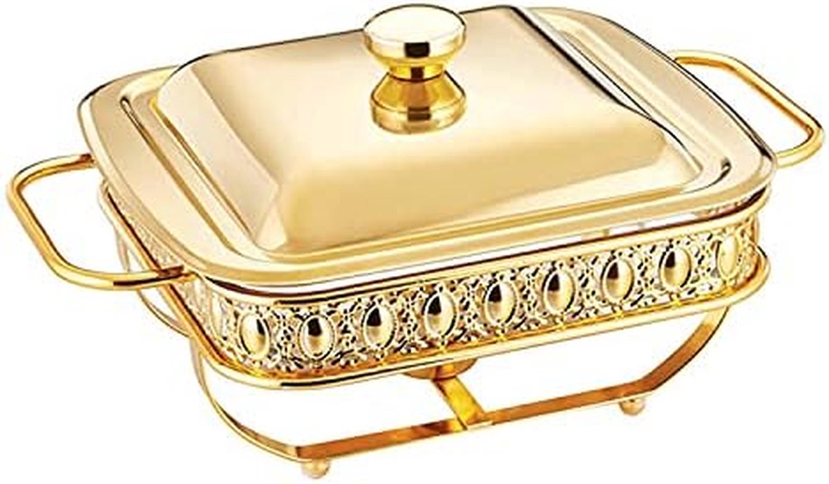 Buffet warmer - Warmhoudbak - Gerechten warmhouden - Spiegelglans afwerking - 1.8L inhoud - Goud