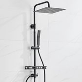 Auralum Max Douchesysteem - Regendouche Ø 30 cm - Met Handdouche en plankje - Doucheset - Verstelbare Hoogte 72-110 cm - Regendoucheset - Waterbesparend - Zwart