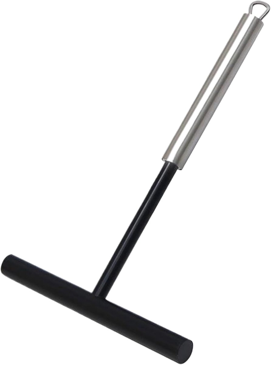 Crêpe Spreader Tool - Dough Spatula - Beslag Verspreiden - T-Vorm Ontwerp - 19.2 x 12.2 cm - Zwart Zilver