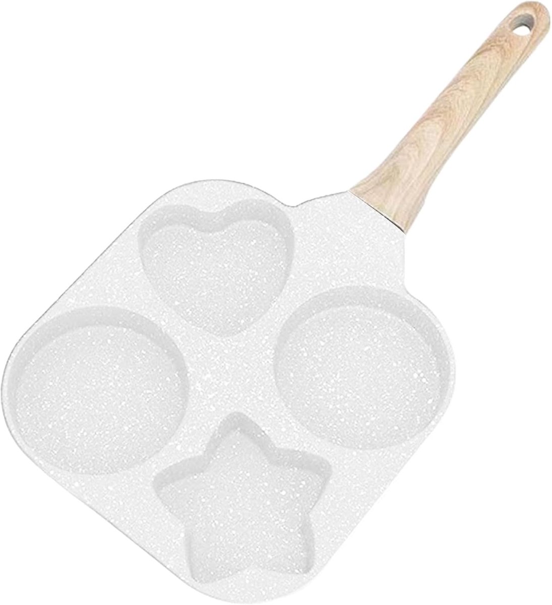 Eierkoekjes Pan - Omelet Maker - Ontbijt Maken - Vier Verschillende Vormen - 20 cm - Wit