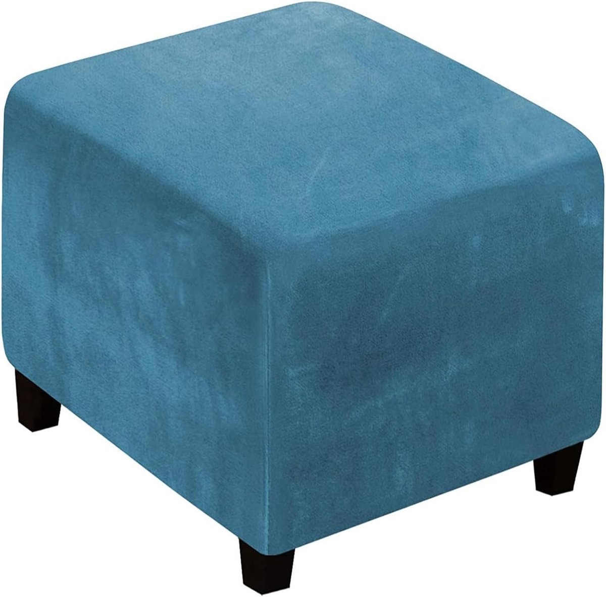 Ottomaanhoes Elastisch - Voetenbank Beschermer - Meubels Vernieuwen - Zachte Fluweel Stof - 40-50 cm - Blauw