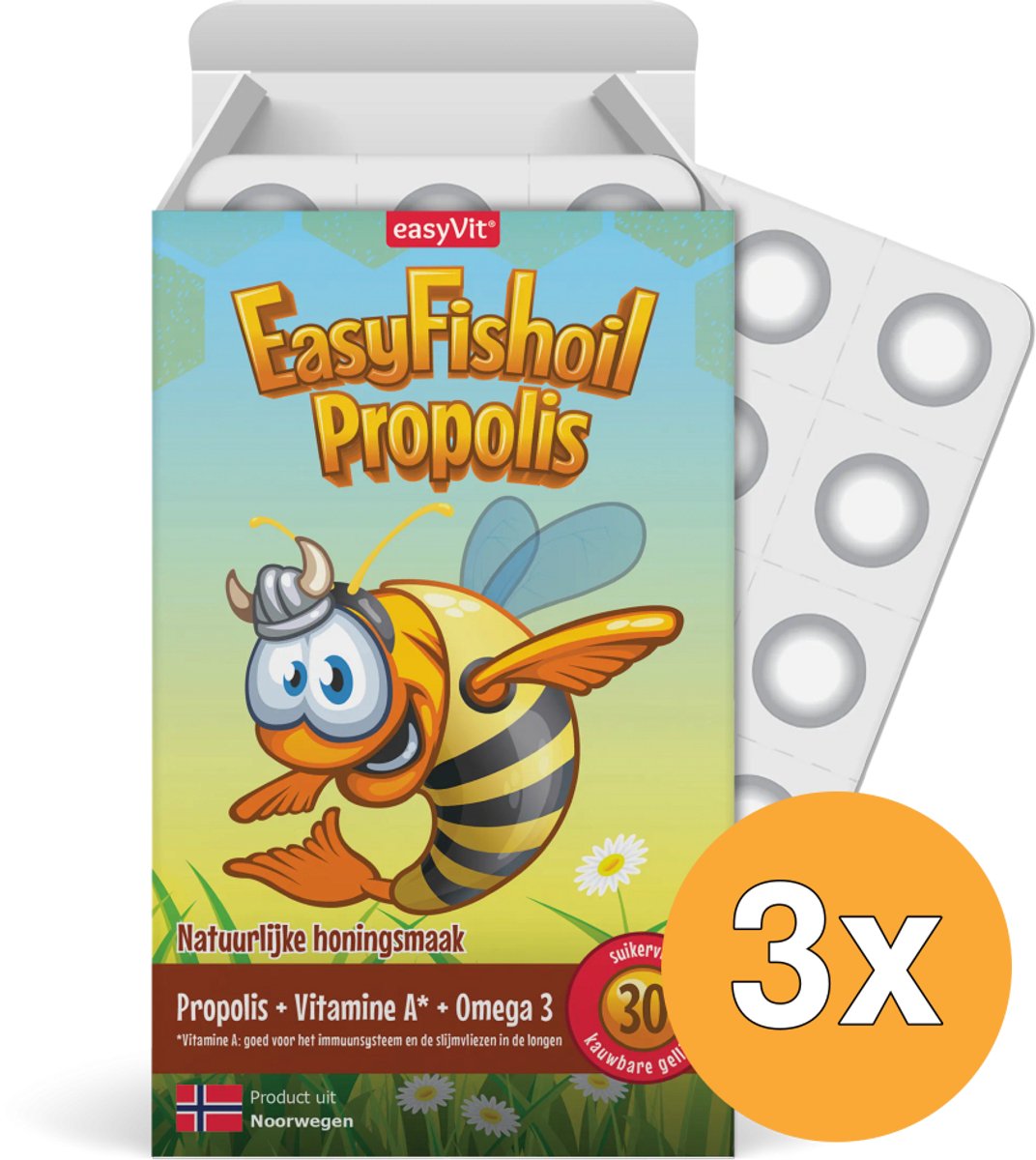 3x Easyvit Easyfishoil Propolis (30 stuks)