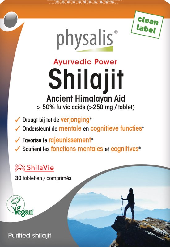 Physalis Shilajit | Vegan supplement ondersteunt cognitieve functies en draagt bij tot verjonging 30 Gecomprimeerde tabletten