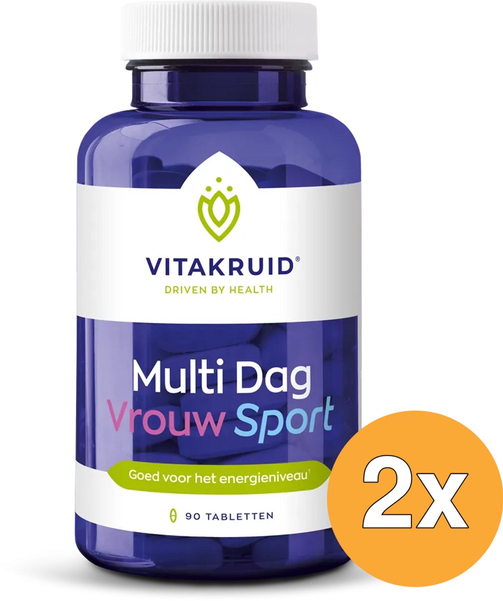 2x Vitakruid Multi Dag Vrouw Sport 100% Vegan (90 tabletten)