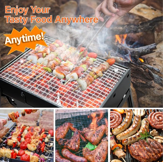 KZQ Draagbare houtskoolbarbecue opvouwbaar - Compacte tafelgrill voor buiten - Geschikt voor tuin picknick strand en kamperen - Lichtgewicht en eenvoudig mee te nemen van kzq — afbeelding 2