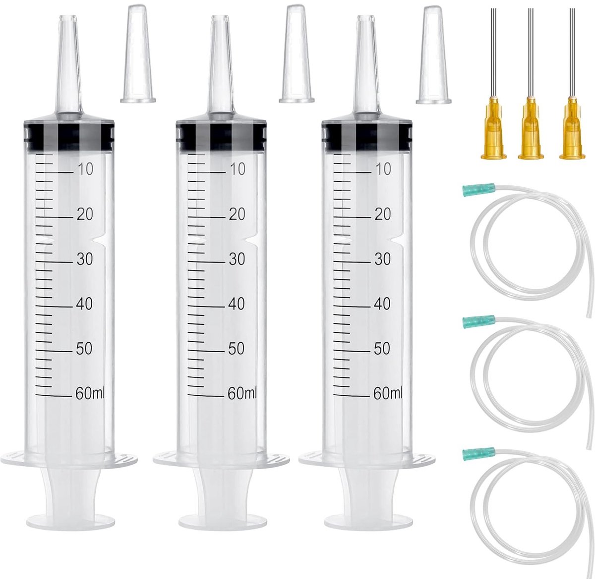 Solidchoice - Herbruikbare Spuit met Buis - Set van 3 Doseerspuiten voor Vloeistofoverdracht