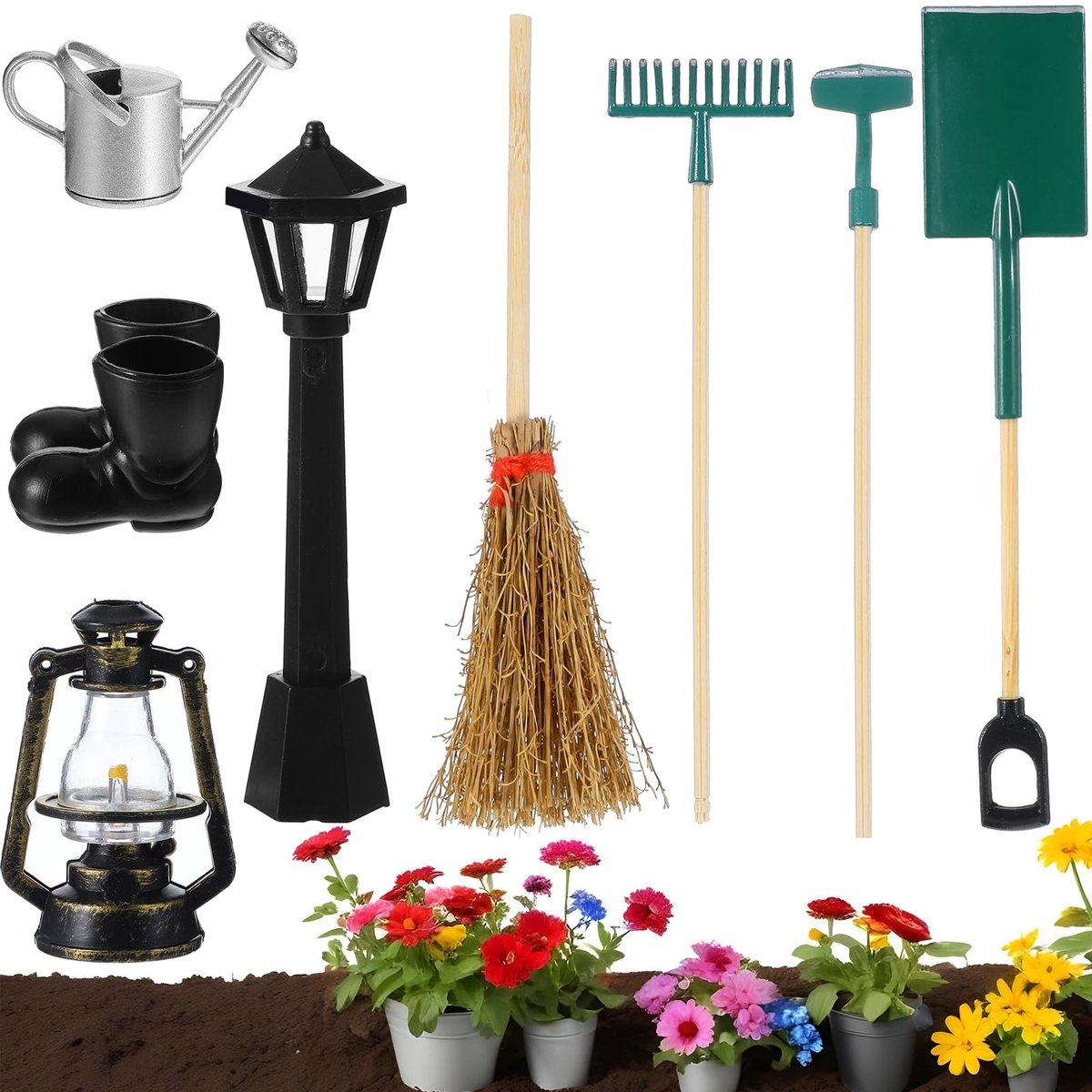 Solidchoice - Set van 8 Miniatuur Tuingereedschap voor Poppenhuis