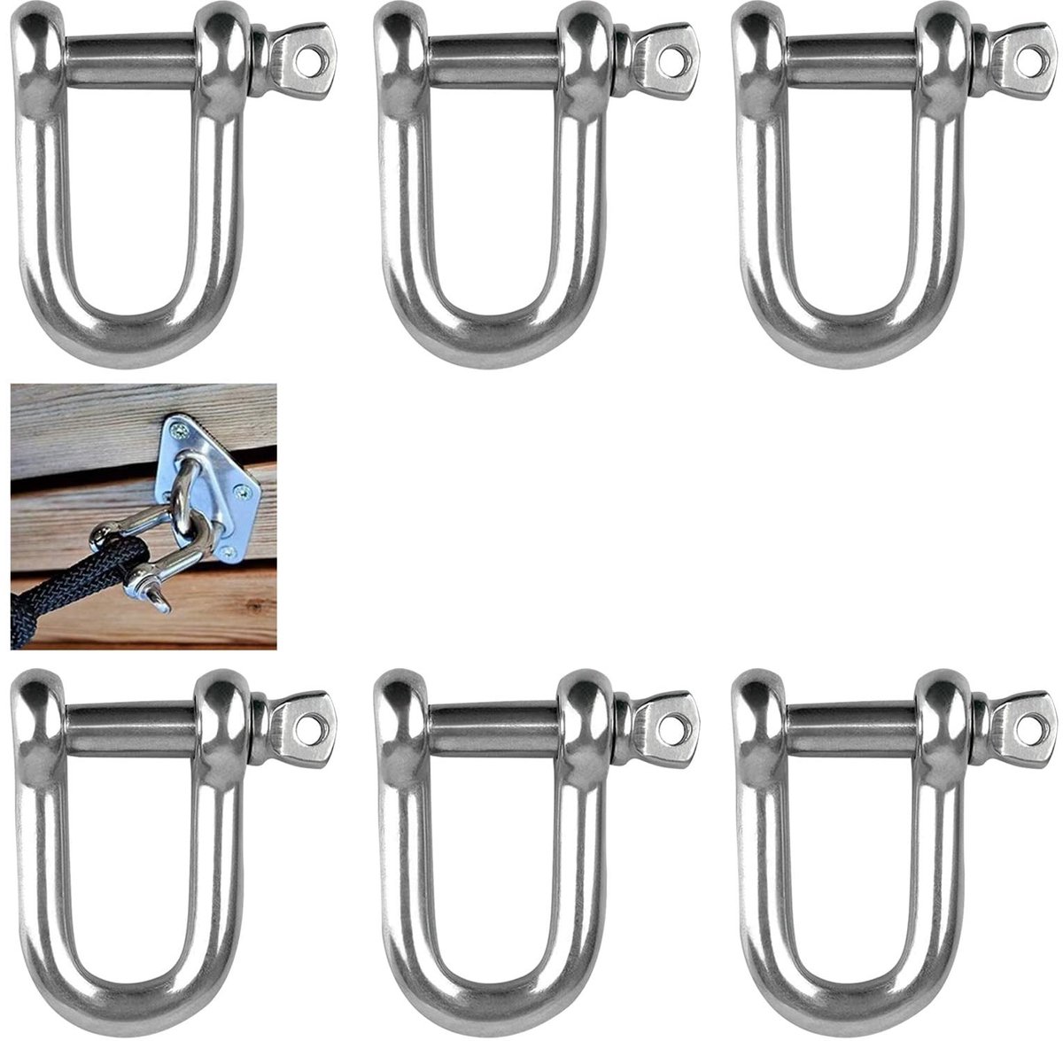 Solidchoice - Set van 6 D-vormige RVS Beugels voor Verbindingsdoeleinden