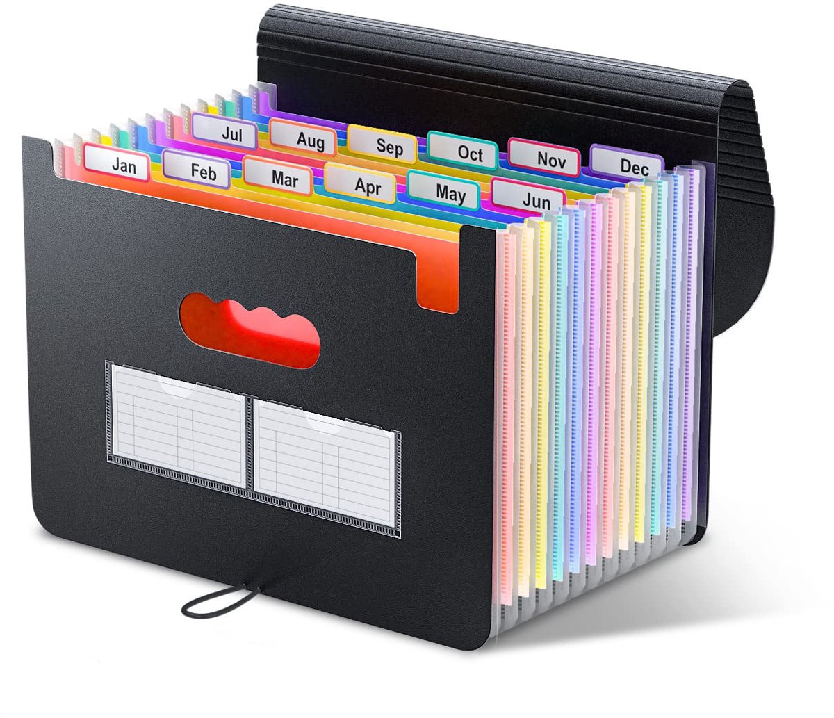 A4-dossiertas - Draagbare organizer - Accordeon-achtige dossierorganizer - Meerlaagse documentenmap - Bureau-organizer - Uitbreidbaar - 13 vakken - Geschikt voor school- en kantoorbenodigdheden - 33*24*24 cm - Zwart