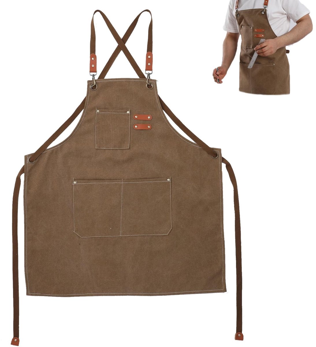 Solidchoice - Waterdichte Schort met 3 Pocket voor Koken en Bakken