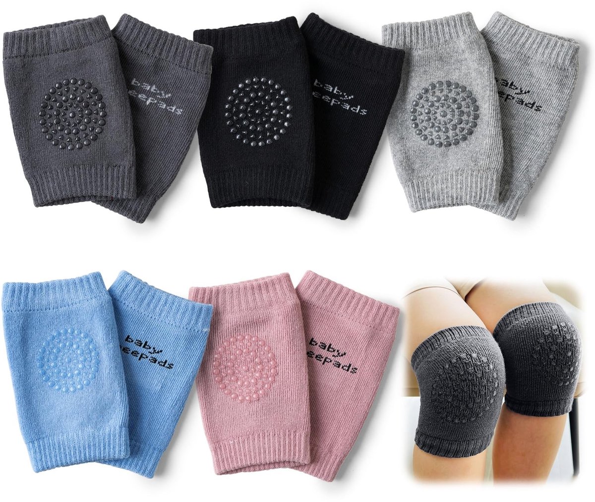 Solidchoice - Babykniebeschermers Antislip Zacht en Ademend - 5 Stuks