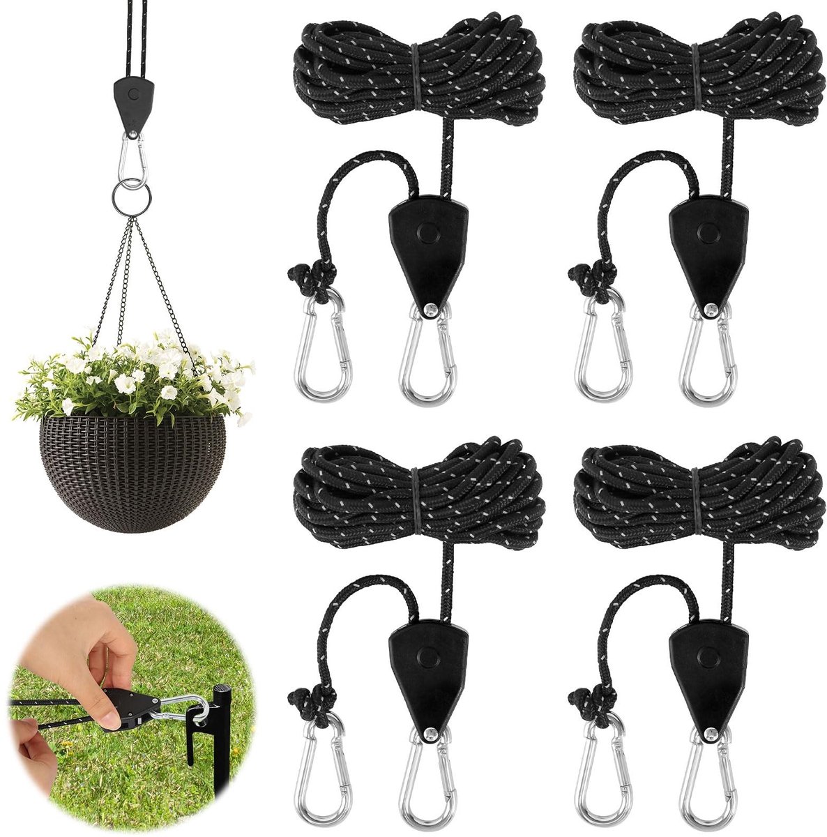 Solidchoice - Set van 4 Reflecterende Tenten Touwtjes met Spanner