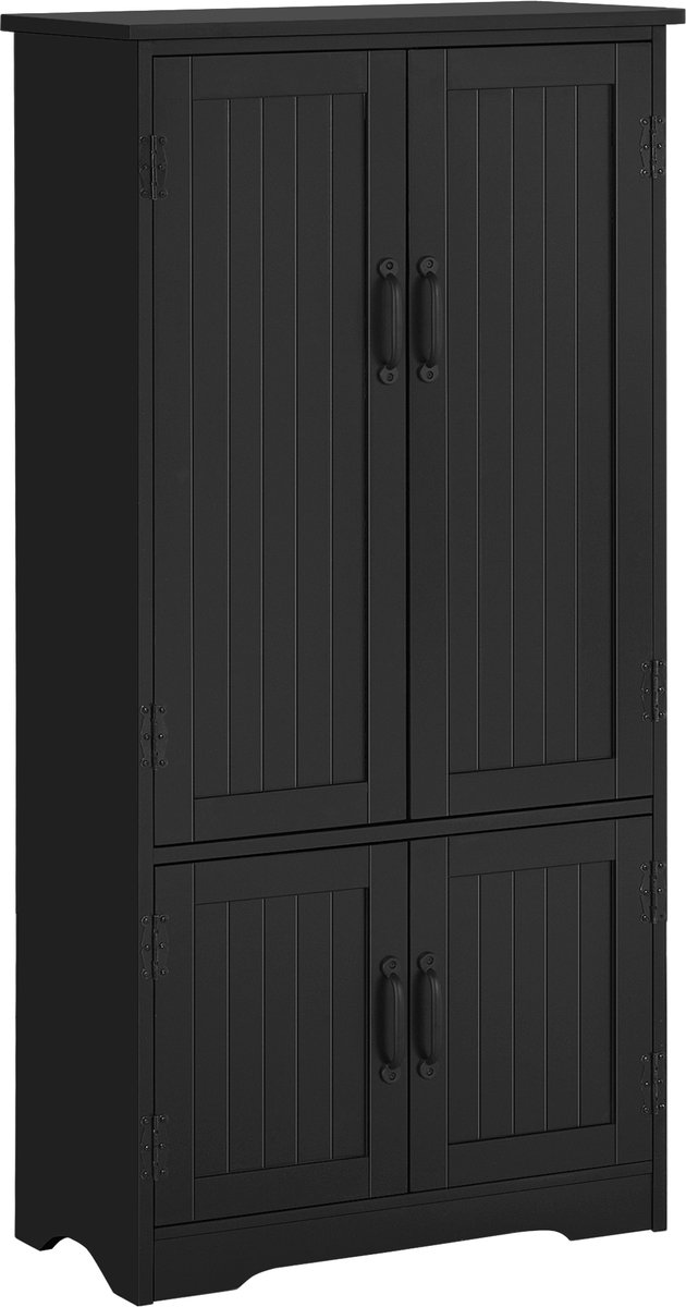 Keukenopslagkast - 60x30x123 cm - 2 deuren - 3 planken - zwart