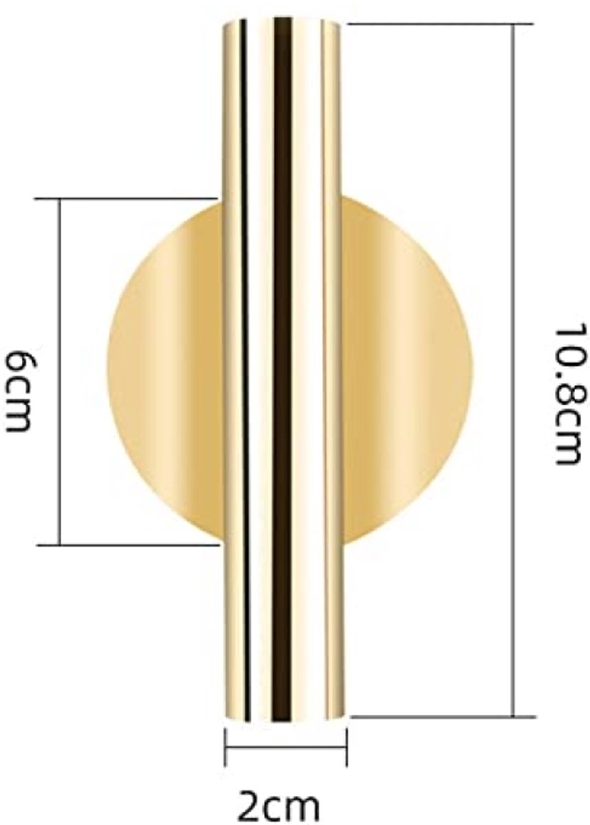 Set van 2 wandvazen - metalen buisvormige vaas voor droge bloemen - zelfklevend muurdecor in goud - modern interieur voor woonkamer, kantoor of veranda