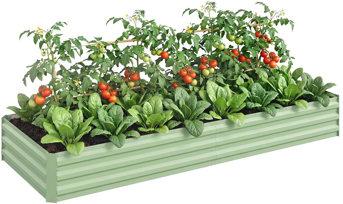 Outsunny tuinbed - Gegalvaniseerd staal - 241x90,5x30cm - Groen