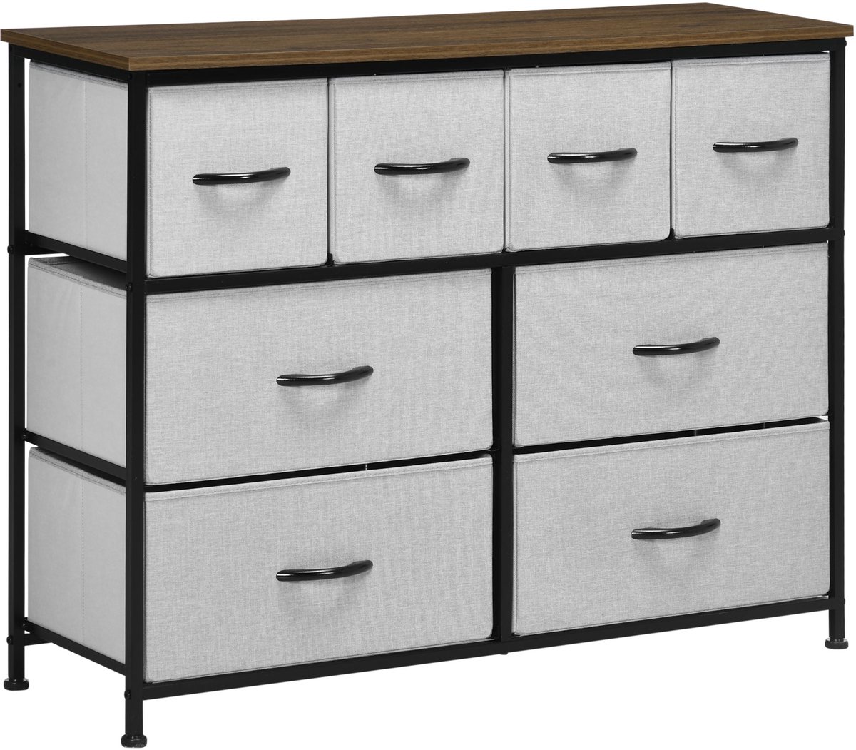 Kledingkast met 8 lades – enkele lade – opvouwbaar – stalen frame – zwart – 100 x 30 x 78 c